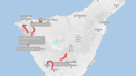 Routenkarte Wanderreise: Wandern auf Teneriffa