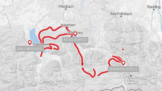 Routenkarte Genusswandern in Bayern