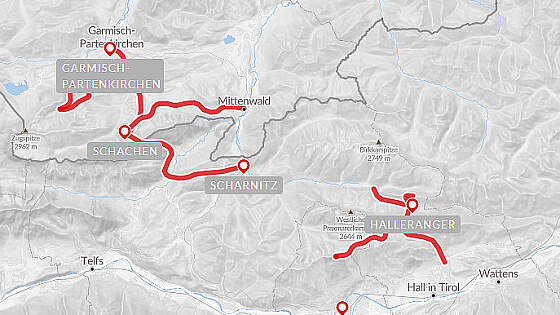 Routenkarte Wanderreise Tirolerweg