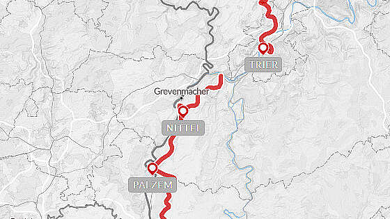 Routenkarte Wanderreise Mosel- & Eifelsteig