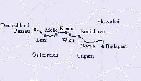 Routenkarte MS Maxima: Donau Weihnachten