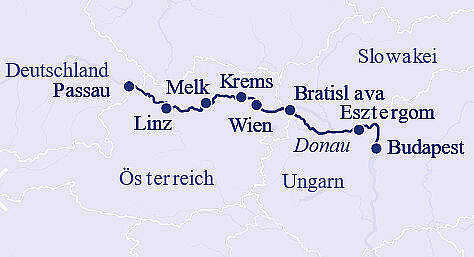 Routenkarte MS Maxima: Donau Silvester