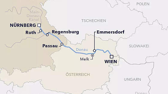 Routenkarte Amadeus: Donau Adventzauber