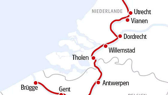 Routenkarte MS Magnifique 3: Holland & Belgien Bilderbuch