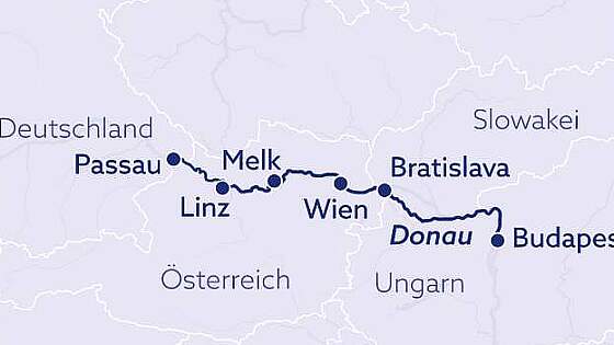 Routenkarte MS Bolero: Donau Silvester