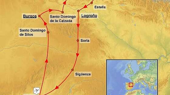 Routenkarte Spanien Rundreise Kastilien und Baskenland