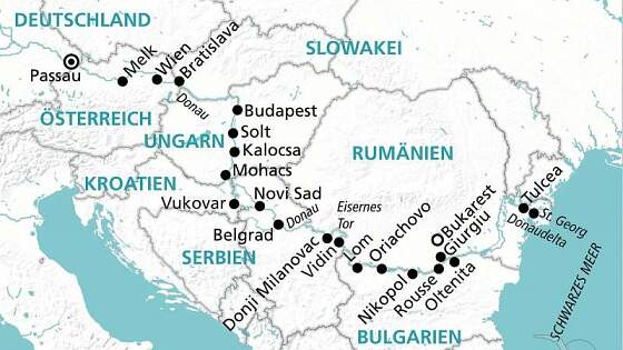 Routenkarte MS Andrea: Donau Exklusiv