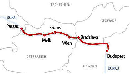 Routenkarte MS SE-Manon: Donauwalzer