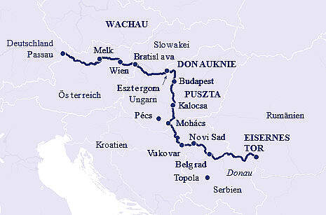 Routenkarte MS Viktoria: Donau Festtage