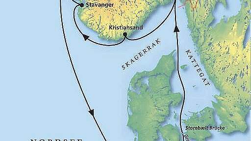 Routenkarte MS Artania: Norwegens Süden